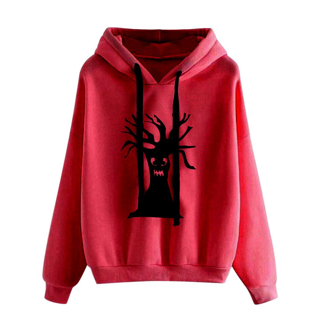 2025 spring and autumn new Halloween European and American pattern printing hooded long-sleeved street sweater woman