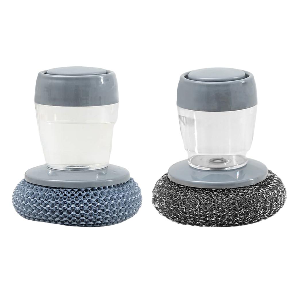 Cleaning Supplies Multifunctional Kitchen Soap Dispenser Replaceable Head Washing Liquid Storage Tank Steel Wire for Pots Pans