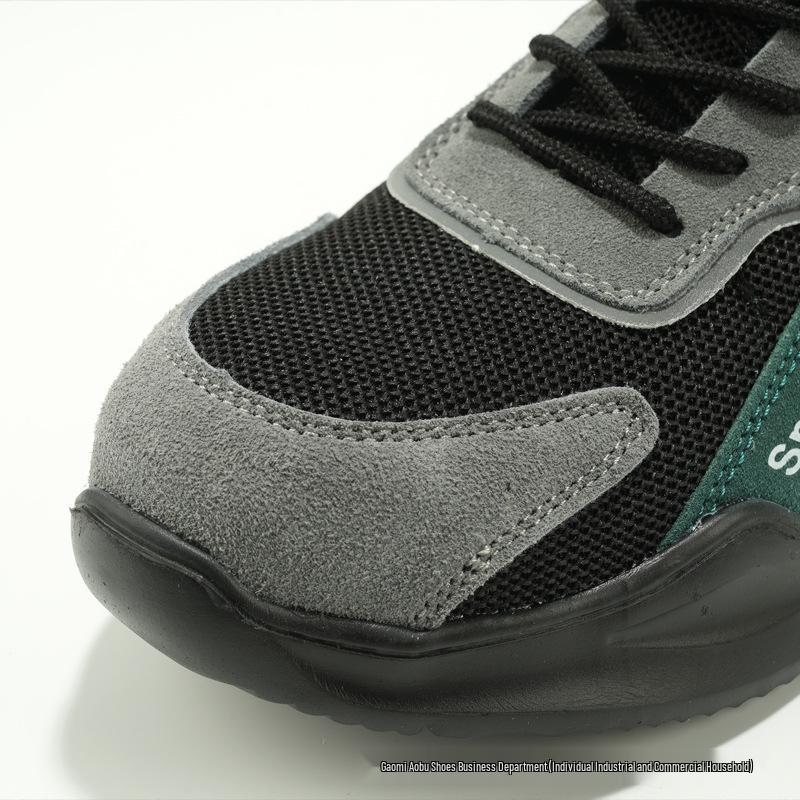 Men's Lightweight Steel Toe Safety Shoes - Anti-Smash, Anti-Puncture, Non-Slip, Wear-Resistant for Construction Sites.