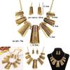 Geometric Exaggerated Fashionable Trapezoid Short Gold Necklace Earrings And