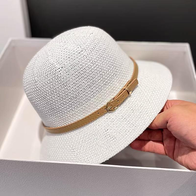 

Весенне-летняя пряжка для ремня шляпа рыбака детская модная затеняющая темпераментная шляпа-ведро полая дышащая дорожная солнцезащитная шляпа M（56-58cm） белый