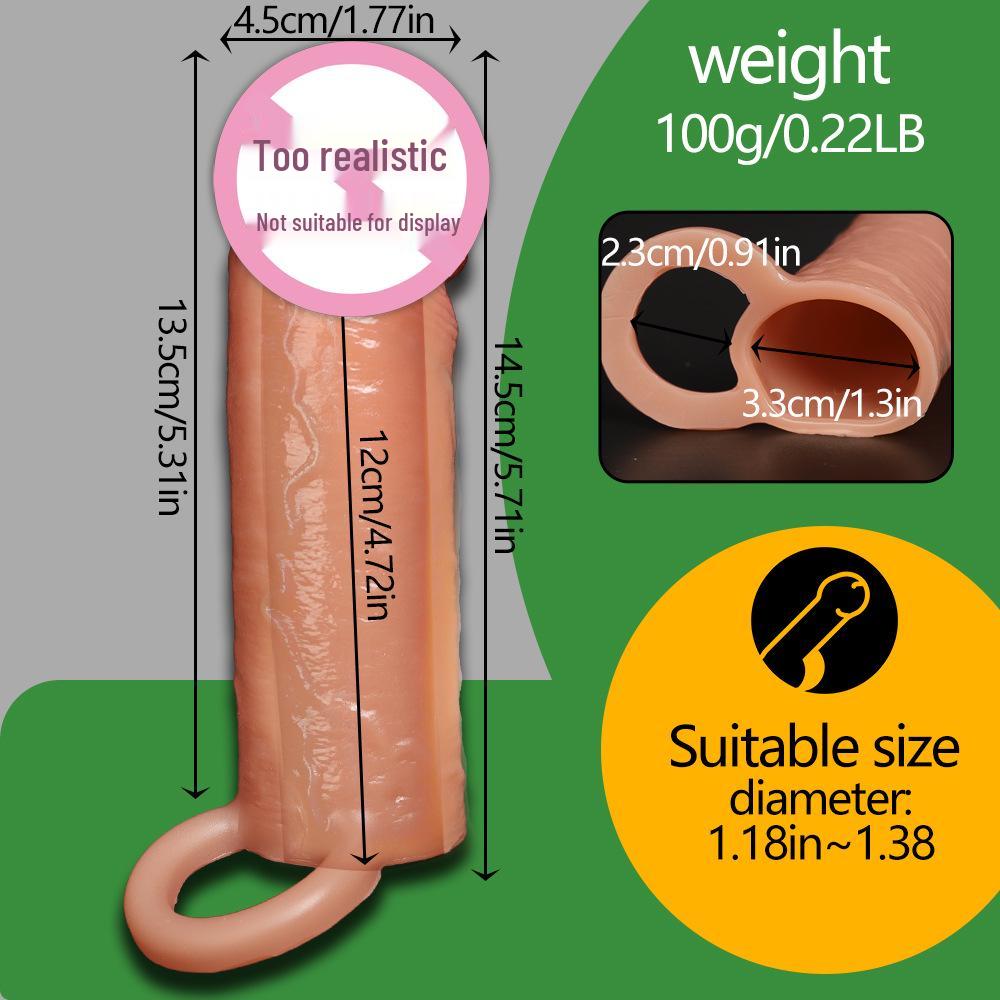 Men's Super Thick Silicone Phallus Sleeve - Wearable Hollow Wolf Tooth Design.
