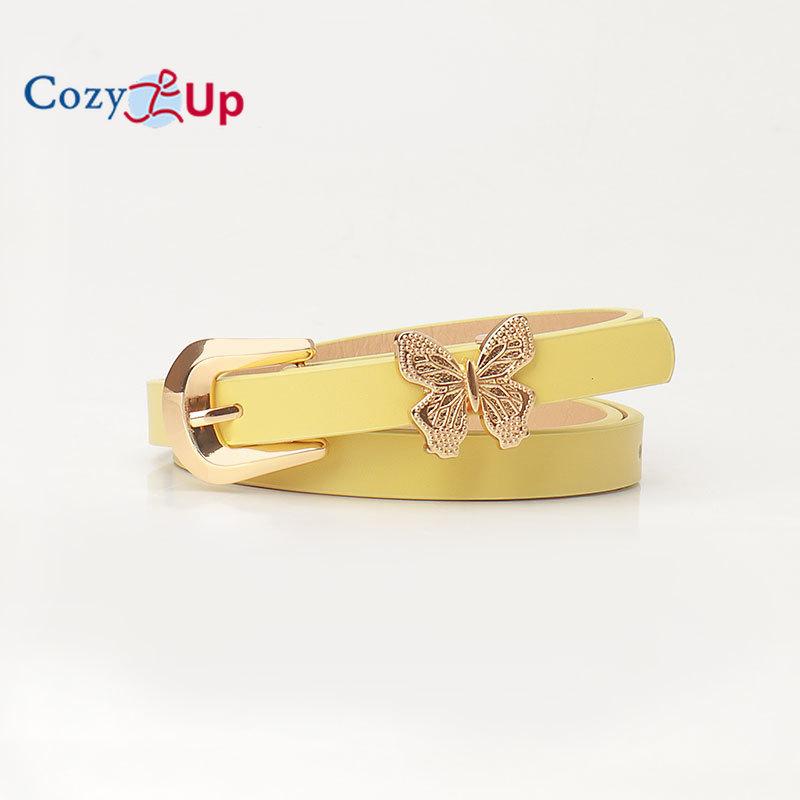 

Женский пояс с милым украшением в виде бабочки на ветру, дикий цельный пояс для юбки 103x1.4cm светло-желтого