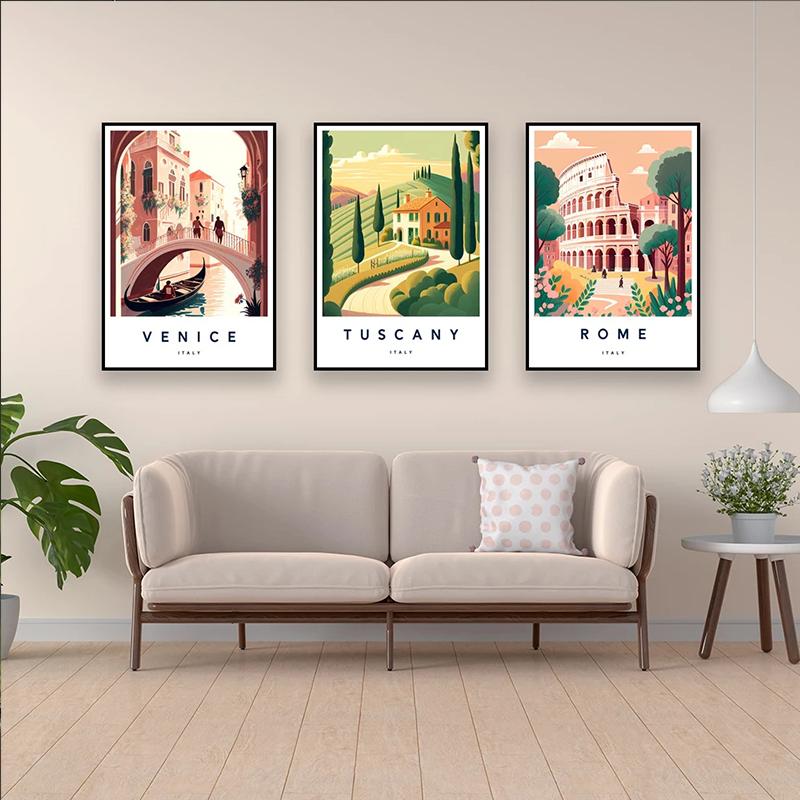 Florencija Italija Spaudinys Europa Kelionės Plakatas Roma Miestas Positano Plakatai Toskana Drobės Tapyba Sardinija Sienos Menas Biuras Namų Dekoras