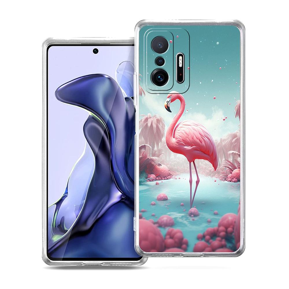 Flamingo Transparent Phone Case for Xiaomi Mi 14 13 12 11 Ultra 13T 12T 11T Poco X3 NFC F3 F6 Pro Lite 5G Soft TPU Shell Capas