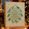 Meeresglas Vogel Adventskalender 2025 24-Tage Weihnachts-Countdown-Box mit Acryl-Vogelornamenten Einzigartiges Weihnachtsgeschenk für Naturliebhaber