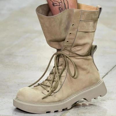Fashion  New Cow Suede Leather Western Mid Calf Boots Women Round Toe Block Heels Autumn Winter Ankle Boots Ladies Shoes