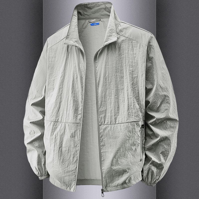 Men'S Sunscreen Clothing Summer Outdoor Sunscreen Jacket Large Size Stand-Up Collar Jacket Quick-Drying Skin Clothing Windbreaker Sunscreen Clothing