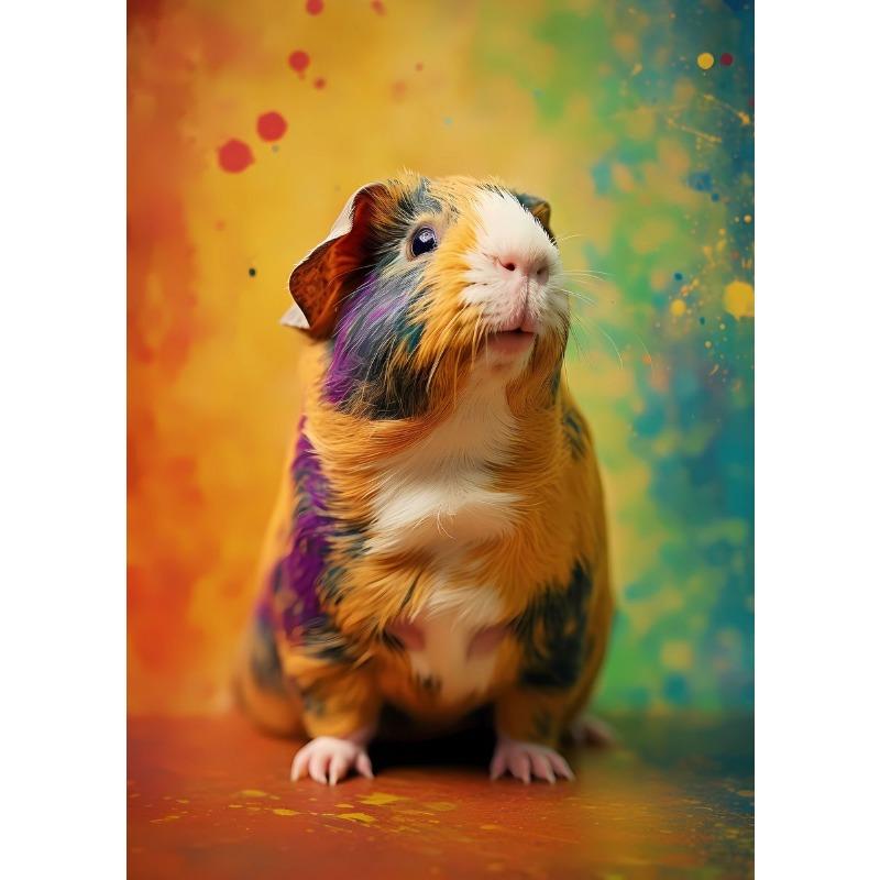 

Abstract Colourful Cute Animal Guinea Pig Poster Print Modern Canvas Painting Wall Art for Living Room Home Decor Mural 21cm×30cm NoFrame
