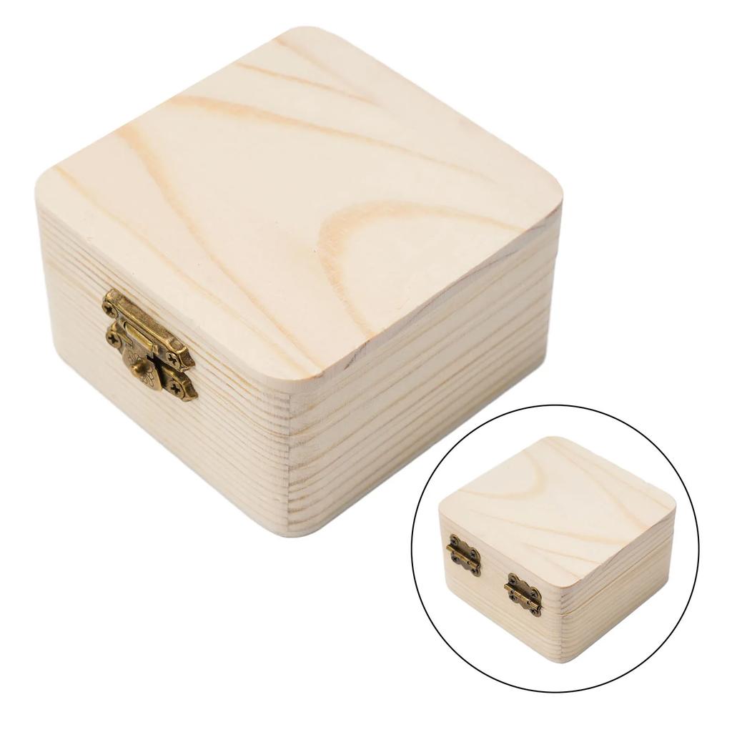 1pz 8x8x4,5cm Scatola Portaoggetti in Legno Naturale Scatola Regalo in Legno di Pino Liscio per Oggetti Vari Domestici Gioielli e Piccoli Accessori