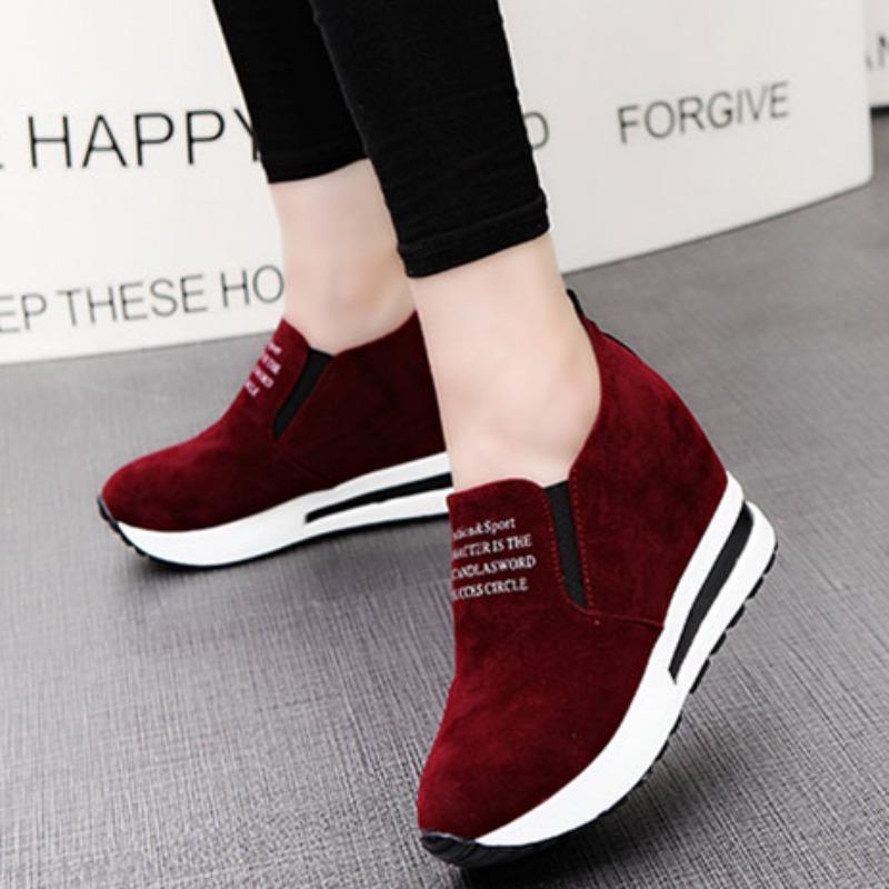 2024 New Women's Wedge Height Heightening Shoes Brand Designer Casual Thick-Soled Shoes Outdoor Shallow Mouth Slip-on Sneakers