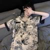 Sommer Damen Tuschemalerei Eisseide Pyjama Hausanzug Mädchen Pyjama Dünne Sektion Freizeitpyjama Sommerkleidung