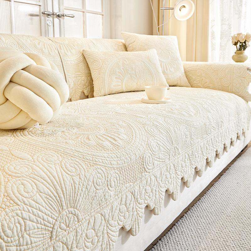 

Cotton Sofa Cushion Non-Slip Pure Cotton Fabric Seat Cushion French Simple Modern Four-Season Universal Sofa Cover Cloth Towel 70*70cm