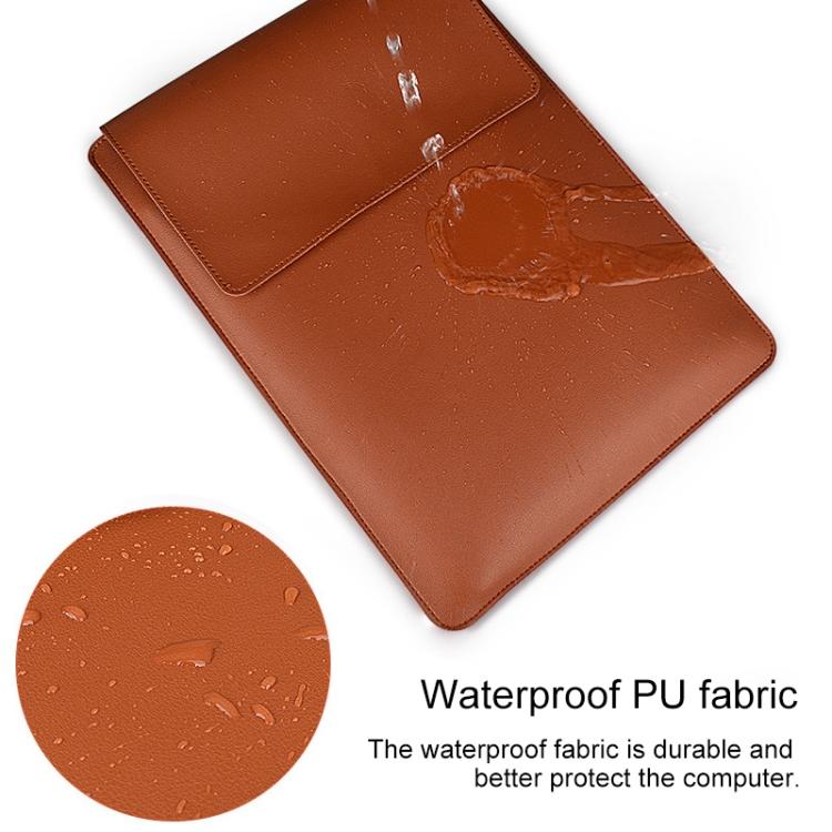 PU05 PU Leather Laptop Sleeve 15.4 Inch, Multi-functional Notebook Protective Bag with Triangle Support, Magnetic Heat Dissipation Laptop Cover