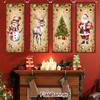 4pcs Large Size Christmas Hanging Flag Elk Rectangular Merry Christmas Banner Santa Claus Polyester Xmas Cloth Wall Couplet