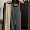 Women's High-Waisted Floor-Length Wide-Leg Trousers - Casual, Loose Fit for Spring and Autumn