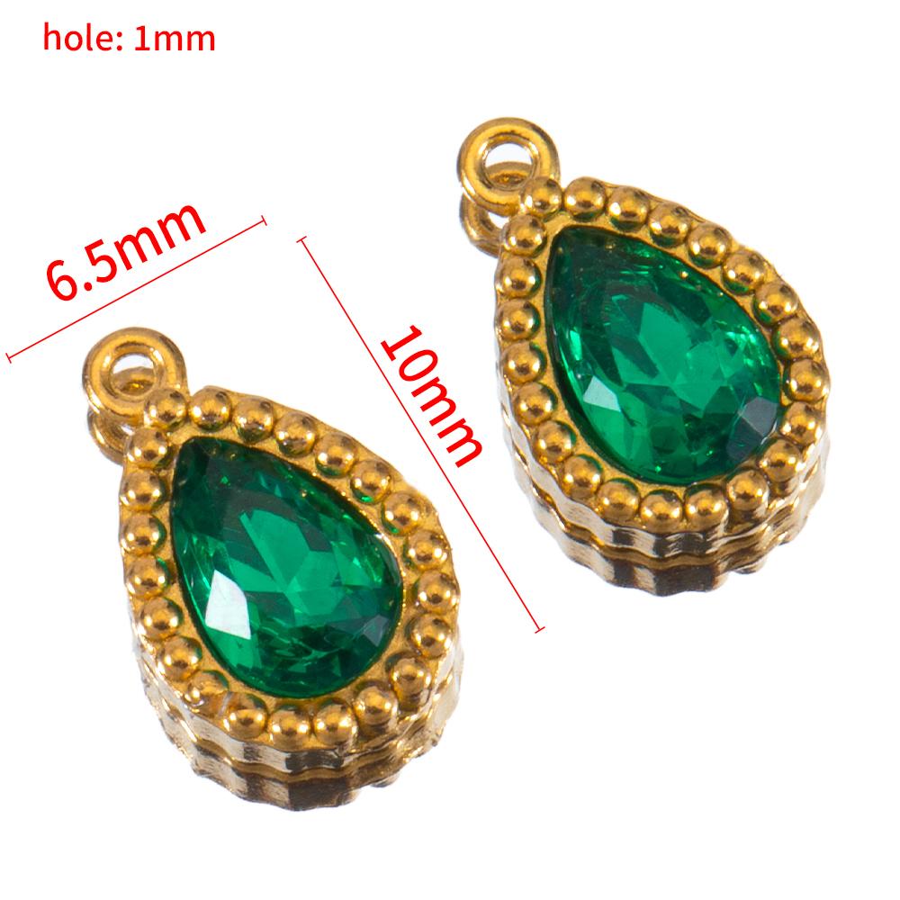 10pcs Stainless Steel Colorful Rhinestone Waterdrop Charms for Earrings Pendant Necklace DIY Jewelry Making Clothing Accessories