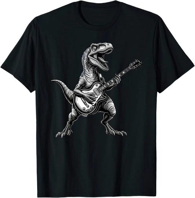 Rock Dinosaur Playing Electric Guitar Music Lover Funny T Shirt S