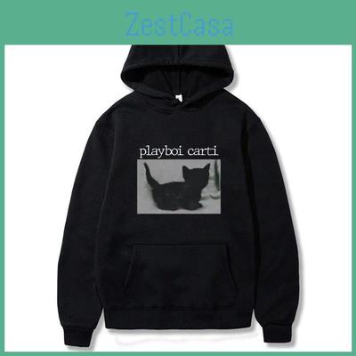 Playboi Cartoon Carti Oversized Hip Hop Hoodie Leuke Kat Print Hoodies Harajuku Sweatshirt Normale Heren Tops Heren Streetwear