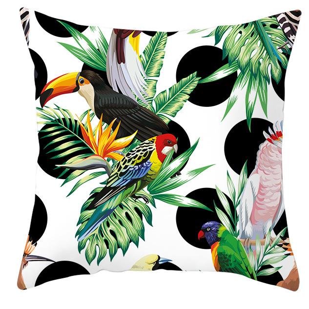 Parrot Toucan Floral Pillowcase Tropical Flowers Plants Print Cushions Cover Livingroom Sofa Decorative Throw Pillows Home Decor
