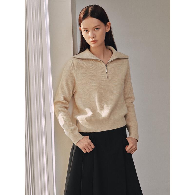 PEACEBIRD Women's Soft Knit Half-Placket Lapel Sweater