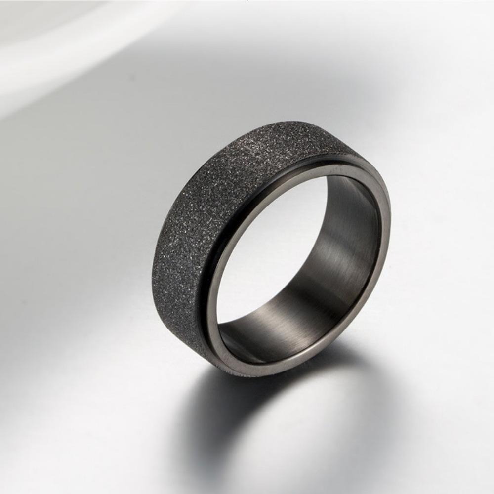 Titanium Steel Frosted Rotating Ring Stainless Steel Diamond Sand Anxiety Relieving and Stress Relieving Ring