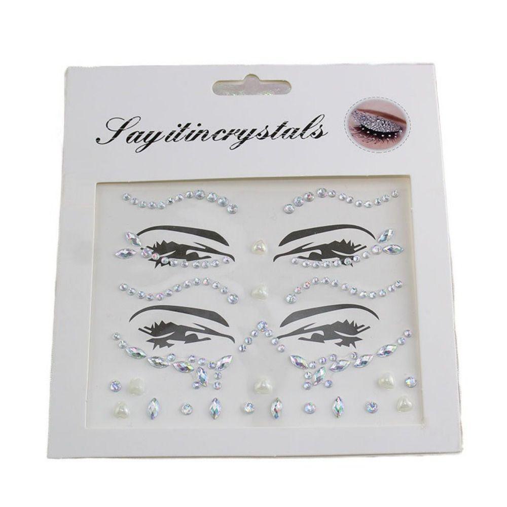 Fashion 3D Face Tattoo Crystal Sticker Fake Tattoo Temporary Tattoo Sticker  Girls
