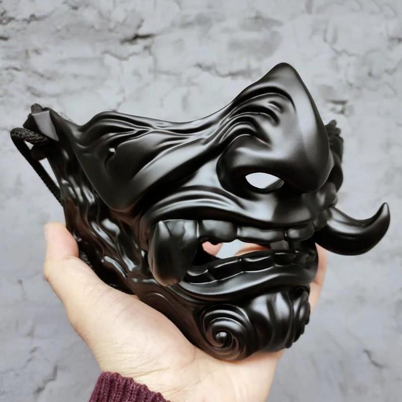 Halbgesichts Japanische Oni Hannya Maske Halloween Cosplay Cyberpunk Kostüm Requisite