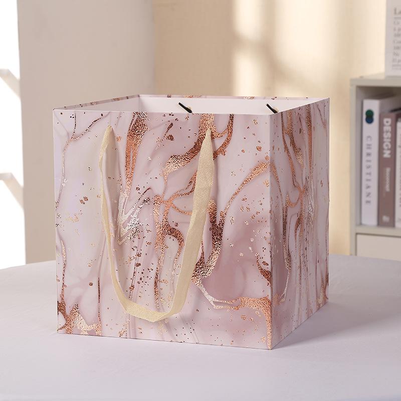 

StoBag, Marble Pattern Square Gift Bags, for birthday wedding party supplies, packing candy toys snack, Reusable, 6/10pcs 6pcs&20x20x20cm