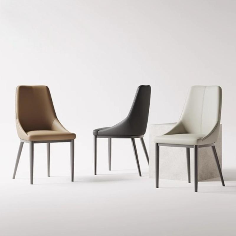 Modern PU Leather Dining Chairs with Metal Legs Restaurants Hotels Chairs Coffee Shop Backrests Comfortable Vintage Sofa Chairs