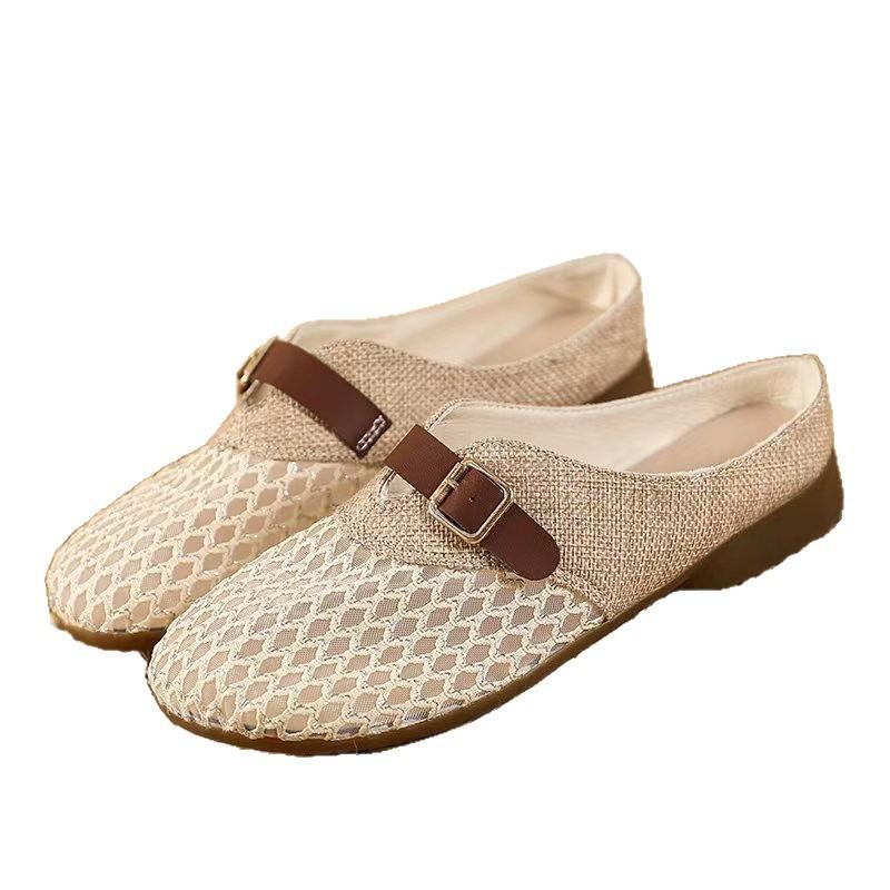 Soft sole comfortable bag head cool slippers women's shoes mesh breathable summer new outer wear half tray