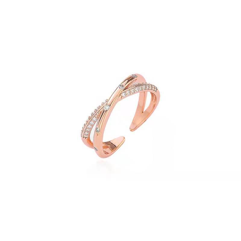 Women's Cross Zirconia Fashion Ring, Personalized Design, Cool Style, Adjustable Open Index Finger Accessory.