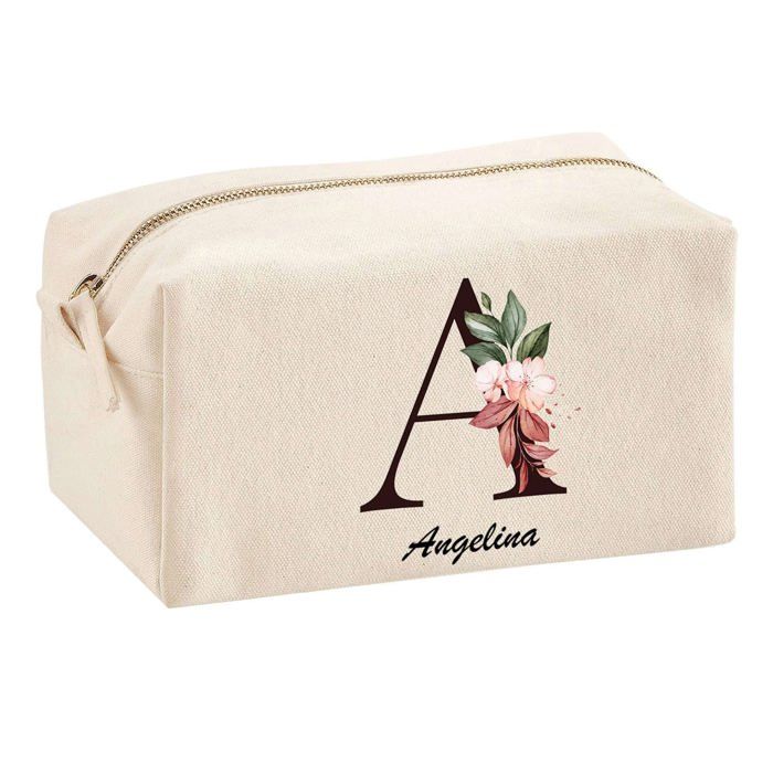 Trousse multifonction Angelina Lettre Fleur Cadeau Anniversaire Noël Idée Personnalisé Rentrée | Trousse Scolaire Fournitures Bureau