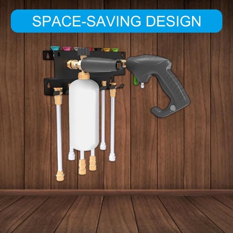 Pressure Washer Wand Holder for Nozzle Tips, Metal Wall Mount Storage Rack Space Saving Cleaning Tool Organizers