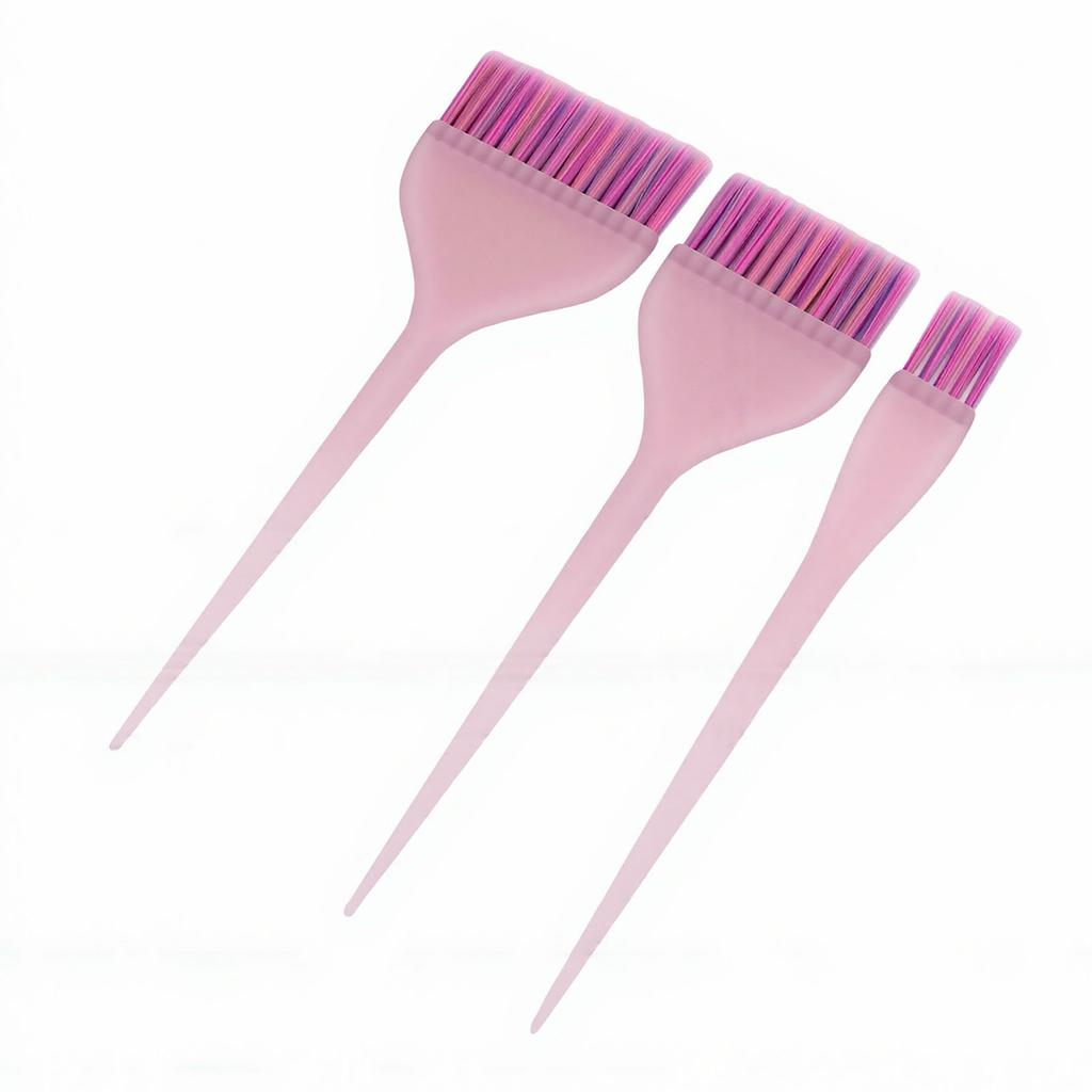 3pcs Hair Dye Brush Long Handle DIY Multiple Sizes Precise Application Compact Tint Brushes for Hair Coloring Glitter Pink Dot