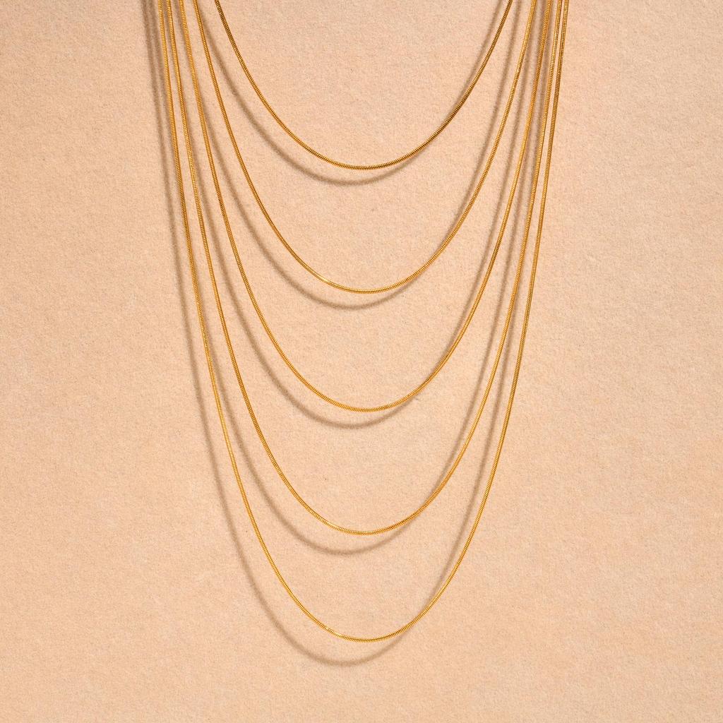 Mehrschichtige dünne Halsketten Minimalistisch für Damen Zierlich Vergoldeter Edelstahl Stapelbare Ketten Halskette Schmuck