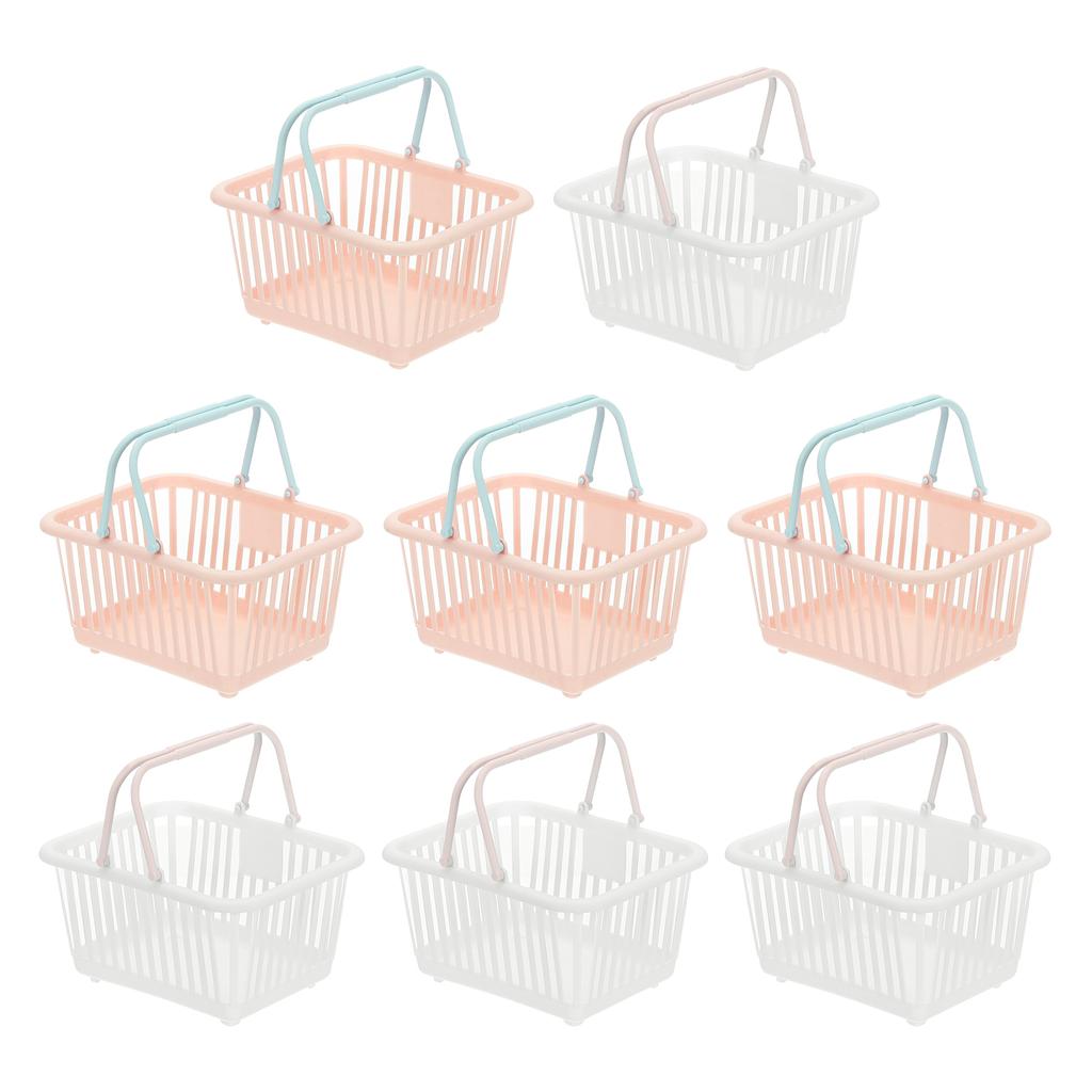 8 Stück Kleiner Plastikkorb Mini Aufbewahrungskorb Lebensmittel Winzige Einkaufskörbe mit Griff Organizer Gefiltertes Wasser für Spielzeug Snacks