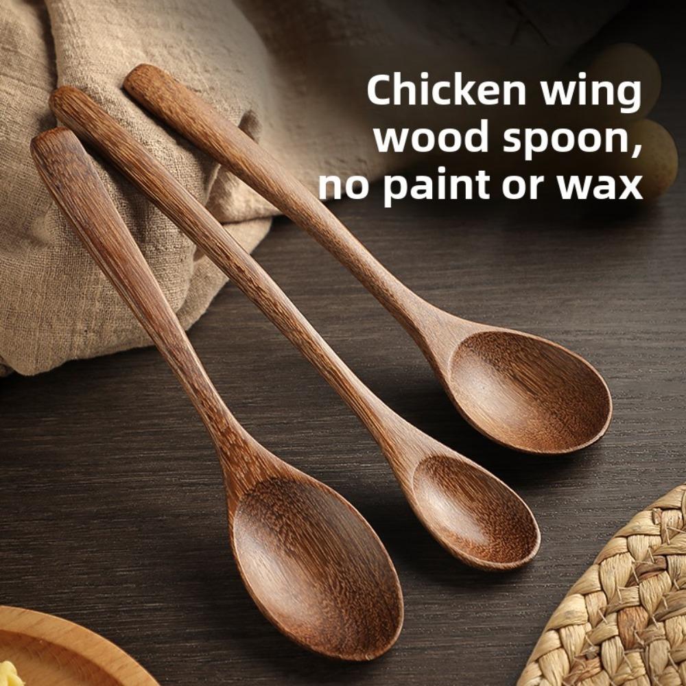 Wooden Spoon for Eating Food Grade Wooden Spoon Household Lacquerless Chicken Wing Wooden Spoon Honey Spoon