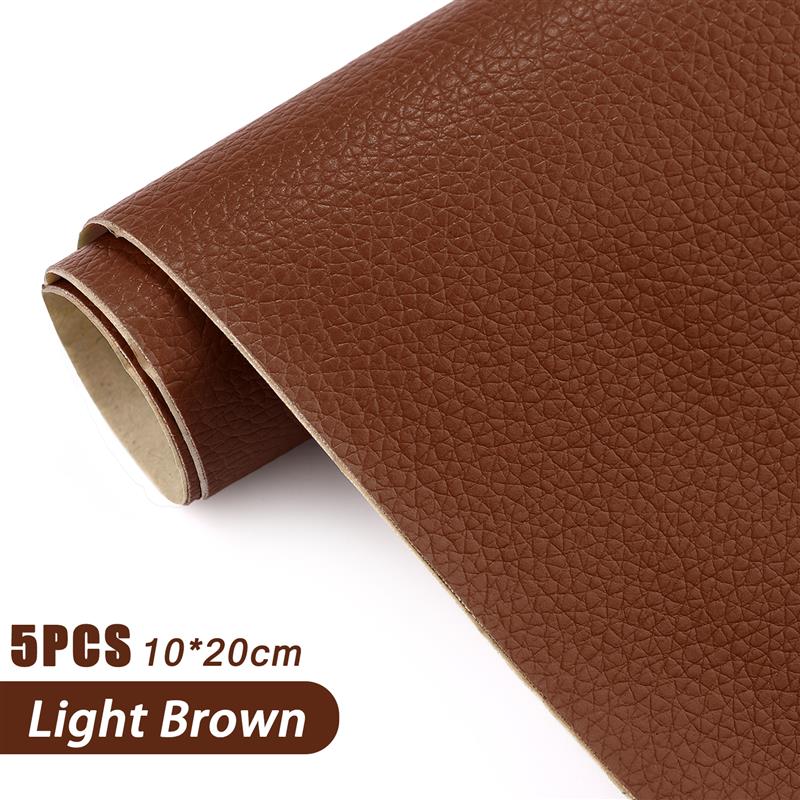 5Pcs 10*20cm Self-Adhesive Leather Stickers Strong Viscosity Artificial Litchi PU Leather Repair Patch For Sofa Car Seat Decals