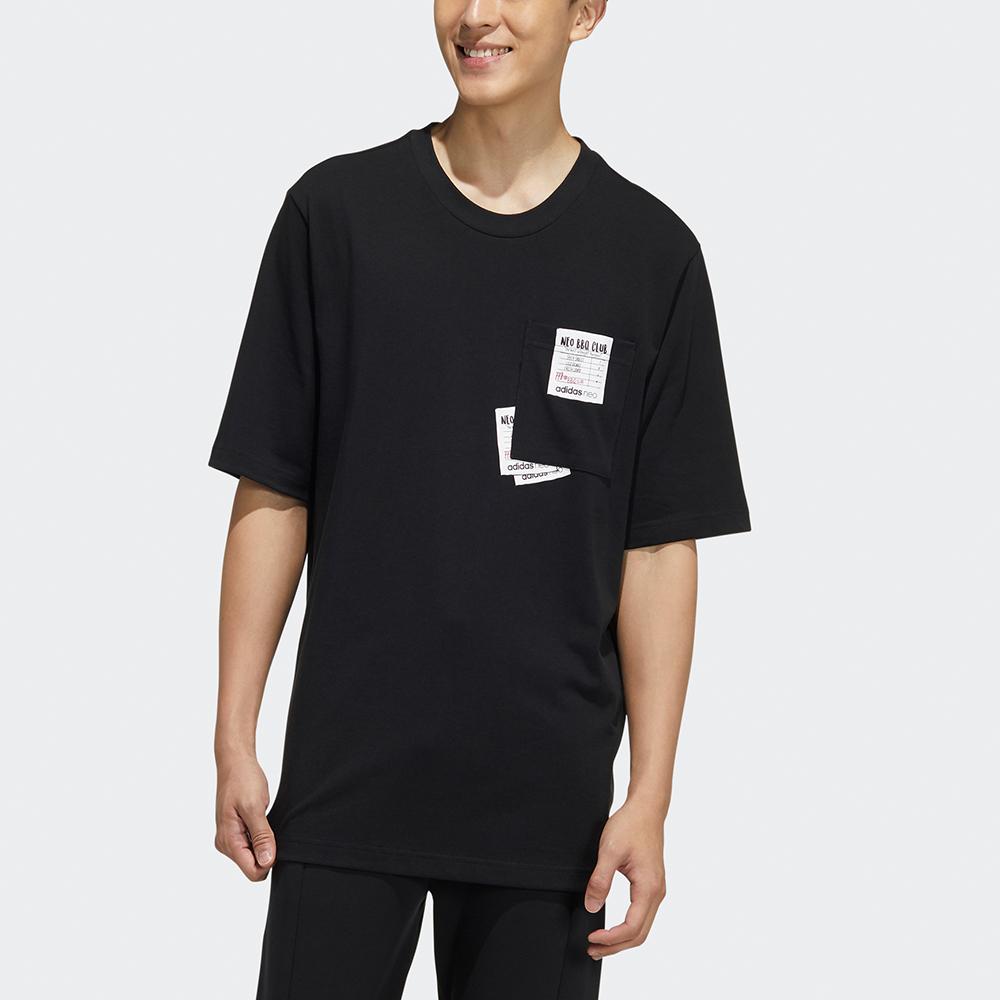 Adidas Neo Spliced Pocket Loose-Fit Sports Short-Sleeve T-Shirt Men Tops Black H62005