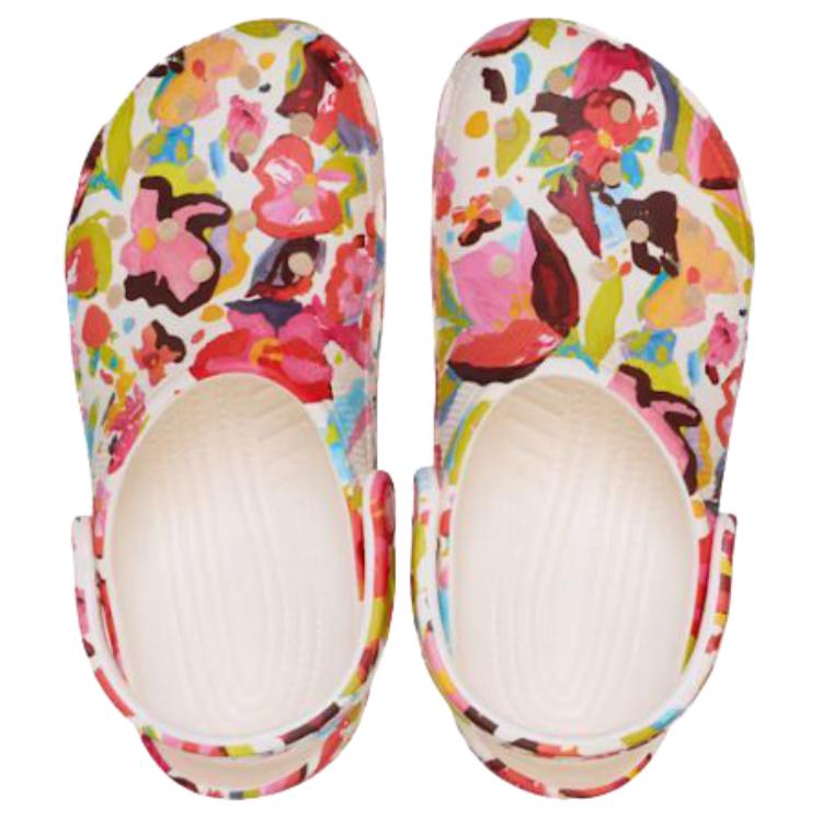Crocs Classic Painted Floral Clog Comfortable and Stylish Vintage Hole Shoes Women's Multicolour