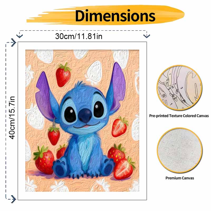 Disney Stitch Strawberry Oil Paint Hand Painting Kit Decoration Classic Style Home Decor Modern Aesthetic Bedroom Wall Art Gift 123