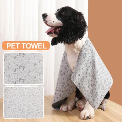 Dog Towel Extra-Soft Super Absorbent Quick-drying Wear-Resistant Reusable Cartoon Print Pet Dog