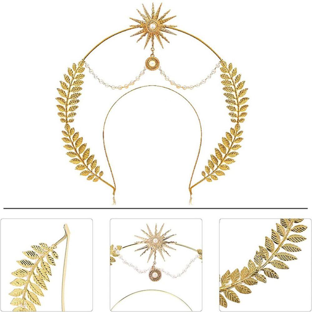 Gold Glory Headband Sun God COSPLAY Hair Hoop Vintage Baroque Crown  Halloween Party Cosplay