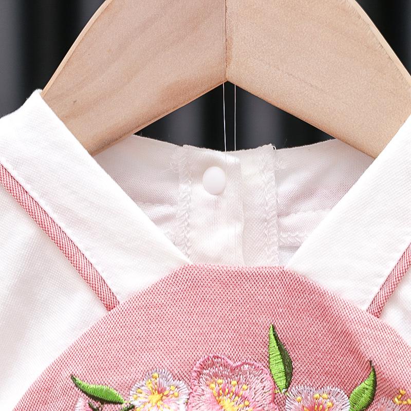 Newborn Baby Girl Embroidered Hanfu Romper - Cute Chinese Style Short Sleeve Summer Bodysuit for Outings