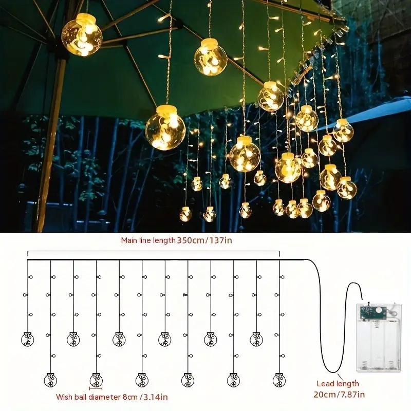 1 PC Wishing Ball Curtain String Light Battery Box Garden Lamp Starry Sky LED Camping Lights New Year Christmas Room Decoration