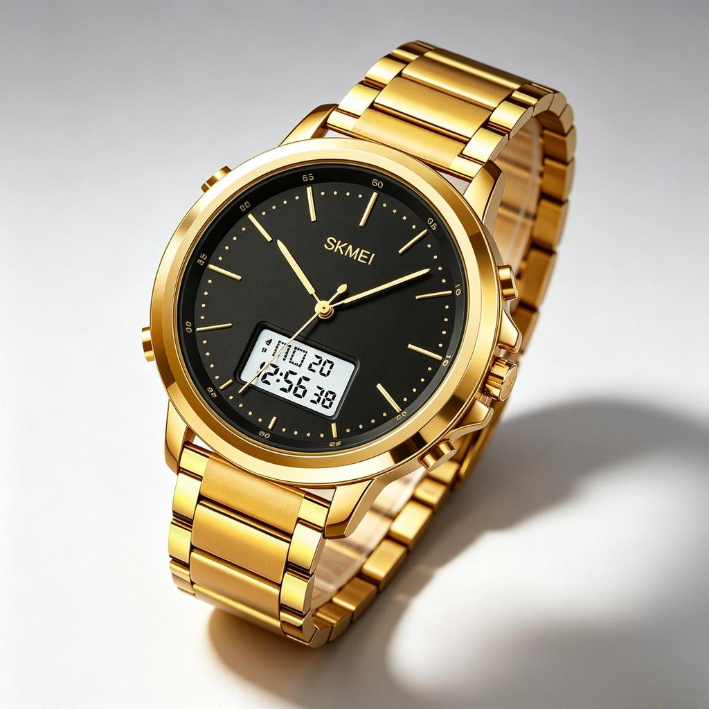 Men's Watch SKMEI Leather Strap 50M Waterproof LED Backlight 1652