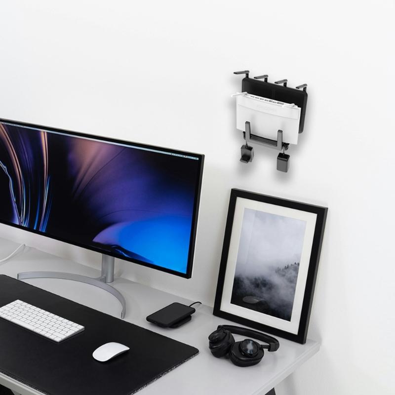 Universal Wall Mount Shelf For Routers Modems TVs Boxes Holds Devices Up To 45mm Thick With Cable Management Hooks