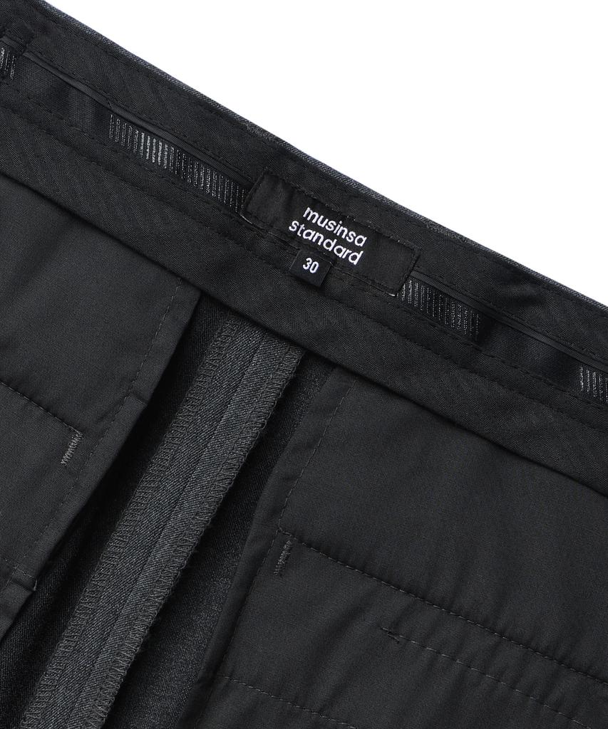 Musinsa Standard Reverse One-Pleat Wide Hidden Banding Slacks [Medium Gray]