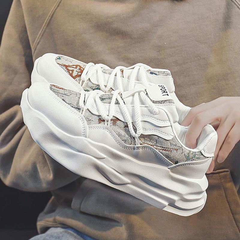 

Весна и осень Новые дышащие кроссовки для бега из ткани с толстой подошвой и низким верхом на шнуровке для отдыха Мужская модная обувь для папы 39